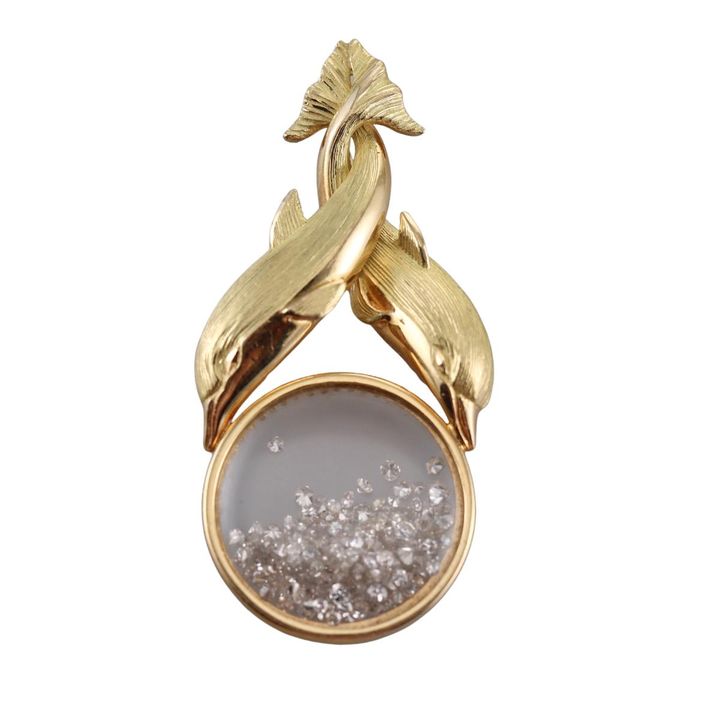 Charles Gamier France 18k Gold Floating Diamond Pendant