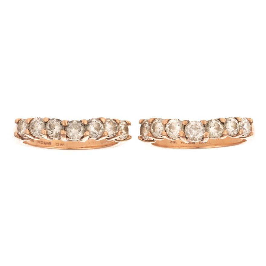 A Matched Pair of Curved Wedding Bands in 10K