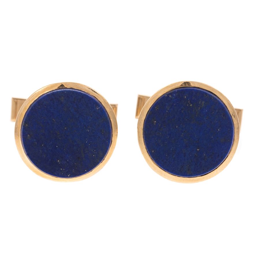 A Pair of 14K Lapis Lazuli Cufflinks