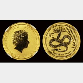 FIVE DOLLARS 2013, Year of the Snake, km 1997, 0.0498 oz AGW. Slabbed …
