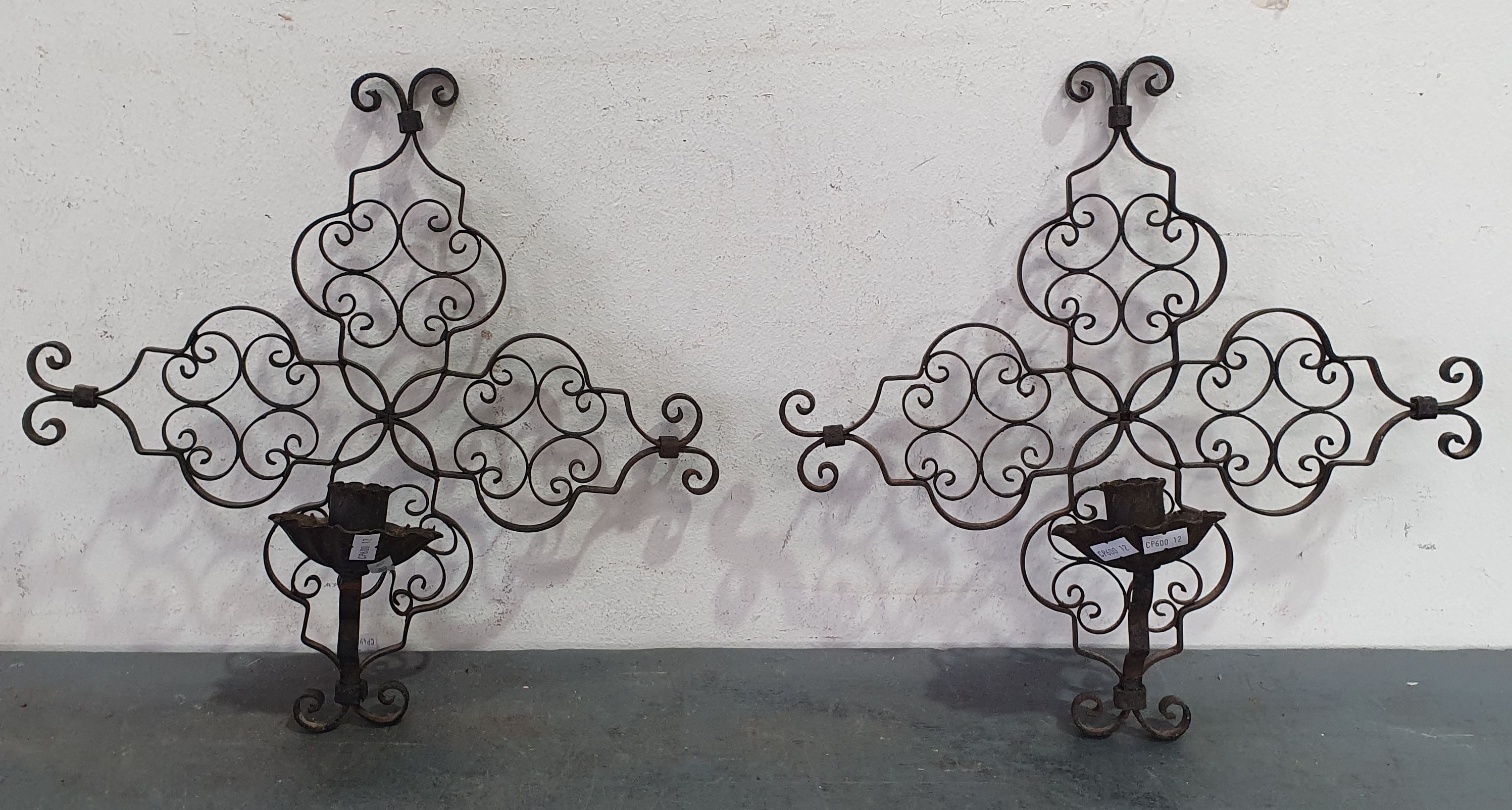 TWO DECORATIVE WALL HUNG CANDLE HOLDERS