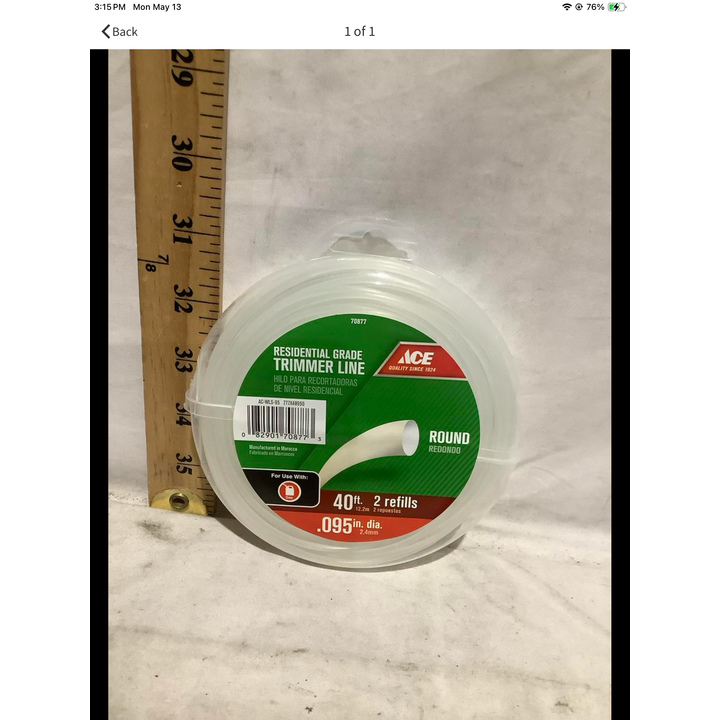 Ace Residential Grade Trimmer Line 40ft, .095" Diameter