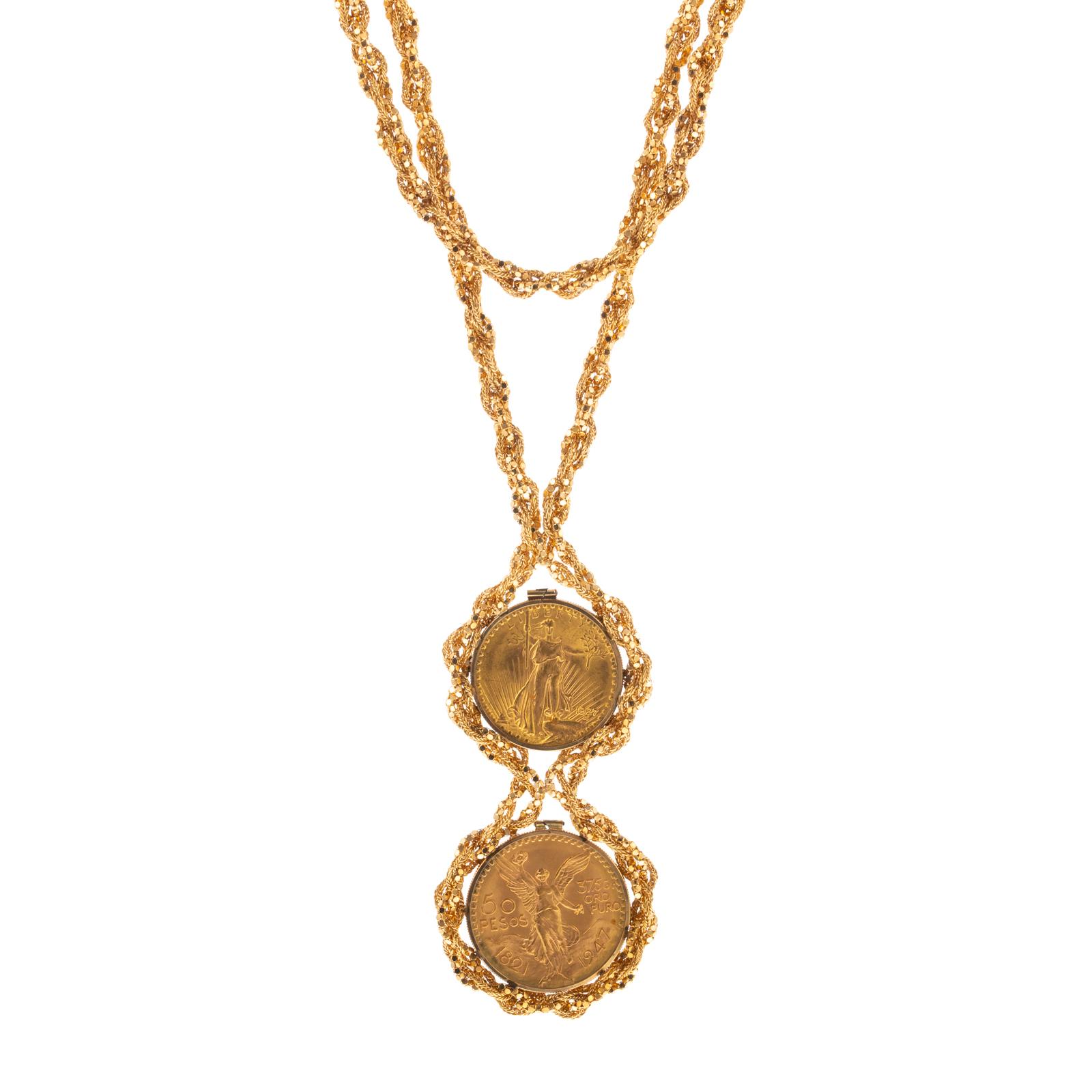 A Custom Made Double Gold Coin Necklace in 18K | Alex Cooper - Fine Art