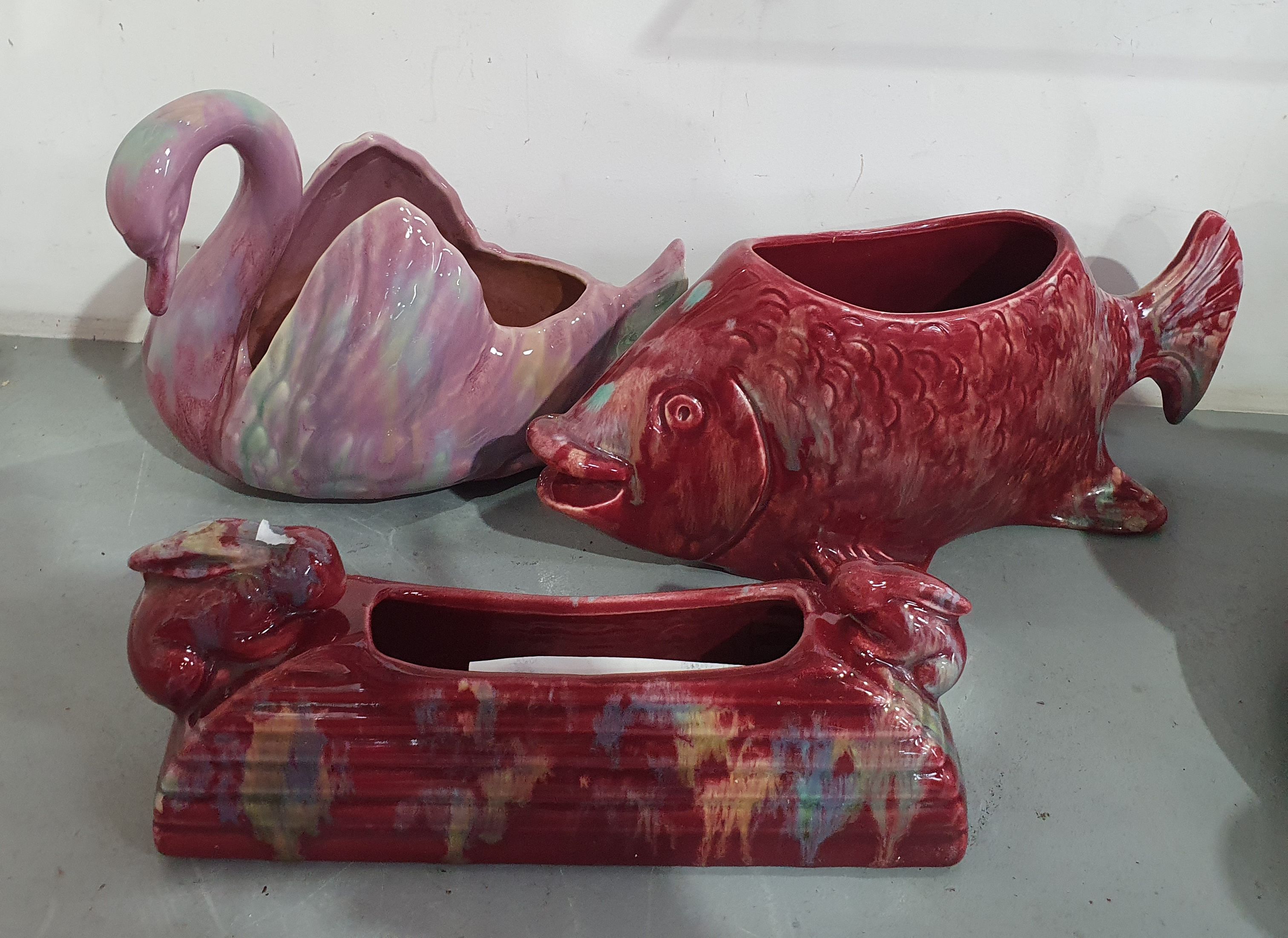 617 · TWO MCP POTTERY TROUGH VASES