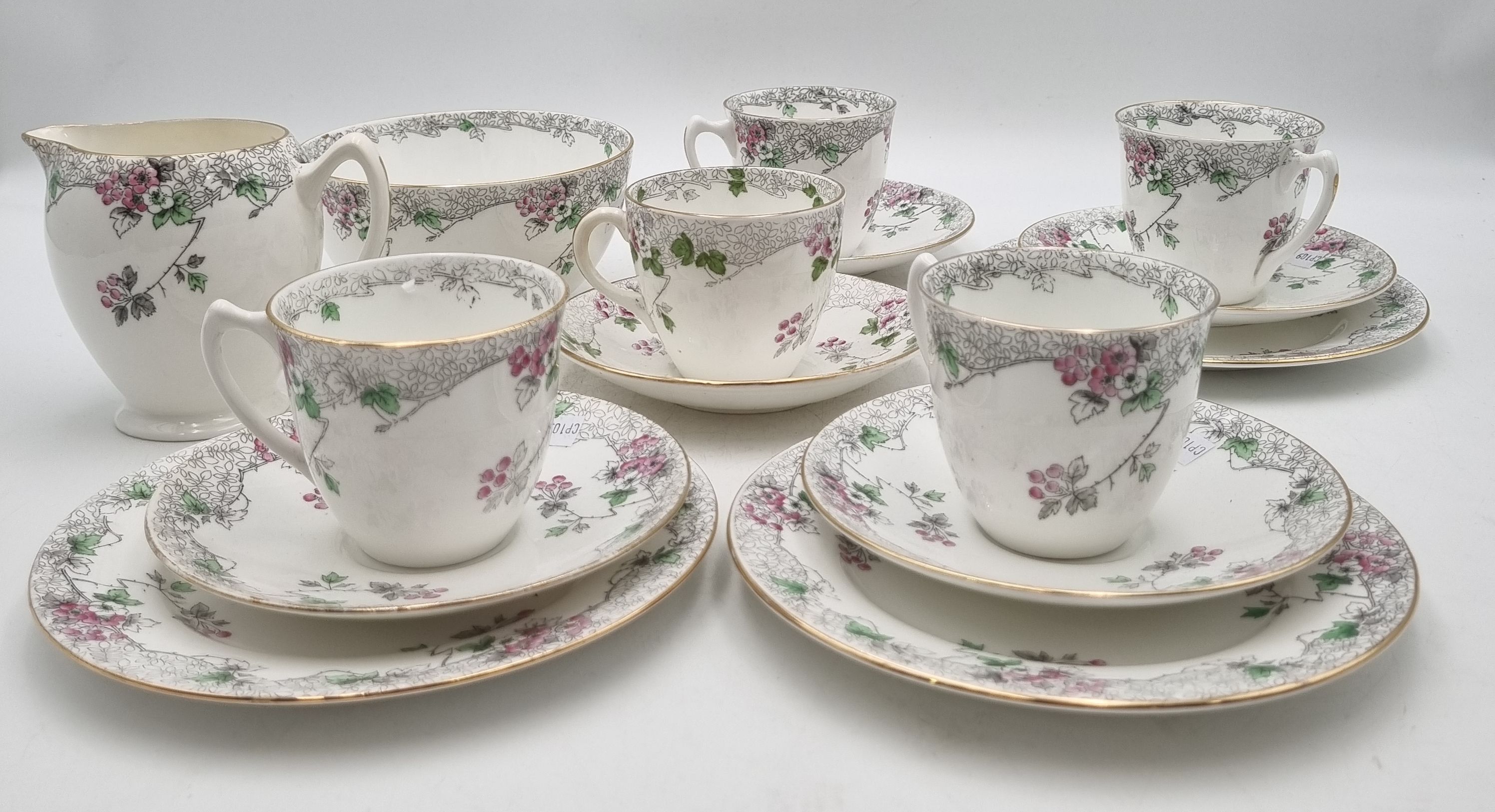 A SUITE OF SHELLEY FINE BONE CHINA IN THE "APPLE BLOSOM" DESIGN