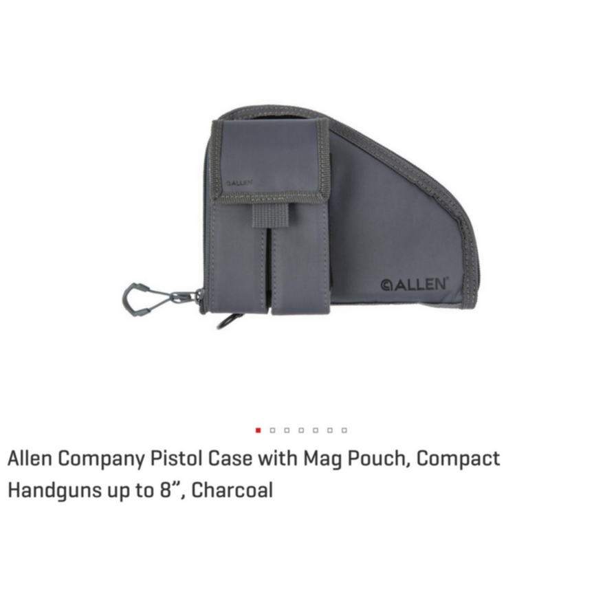 Allen Company Pistol Case w/ Mag Pouch, Compact Handguns Up To 8"