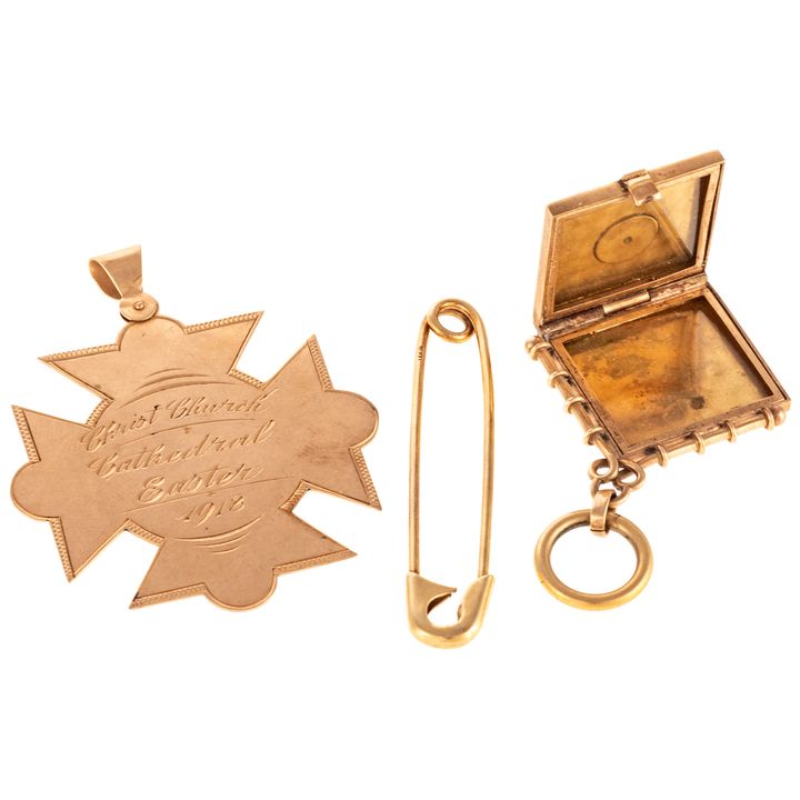 A Trio of Vintage Charms in 10K & 14K