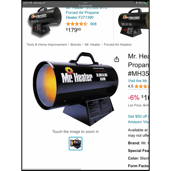 Mr. Heater 35,000 Propane Air Heater - Hose & Regulator Not Included!