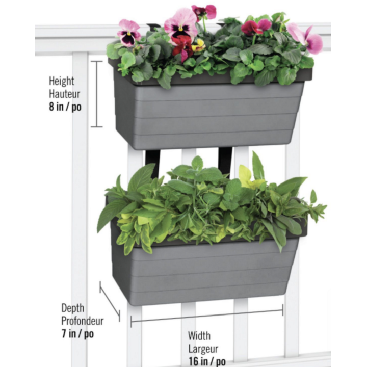 Garant Botanica Hanging Garden Adjust To Any Railing 16" x 8" x 7" - 2 Planters