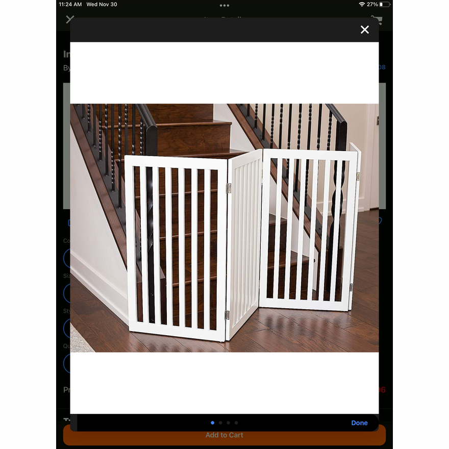 Internet's 4-Panel Best Traditional Pet Gate White Finish (39.5x22.5x4.5)