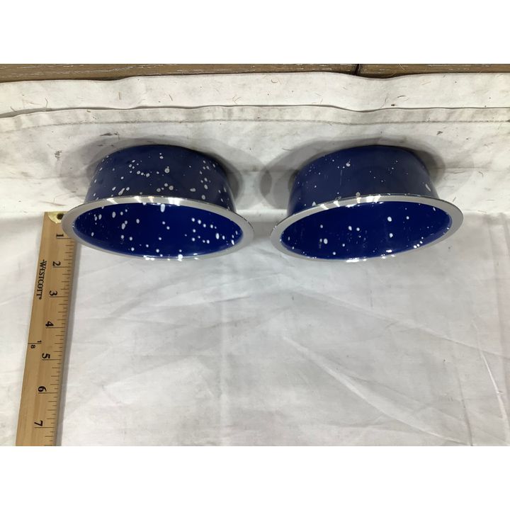 (2) Pet Champion Stainless Steel Camp Style Bowl (1.5Cup/12oz-Blue)