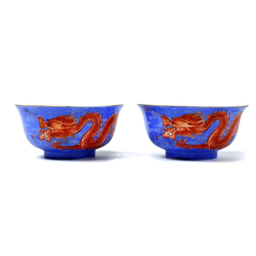 Chinese Porcelain Dragon Cups