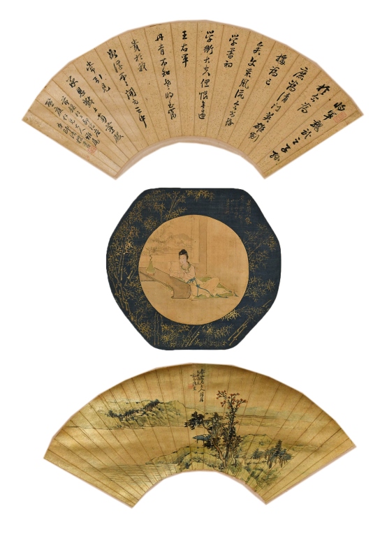 扇面三幅掛軸| Stunning Arts Gallery & Auction Inc