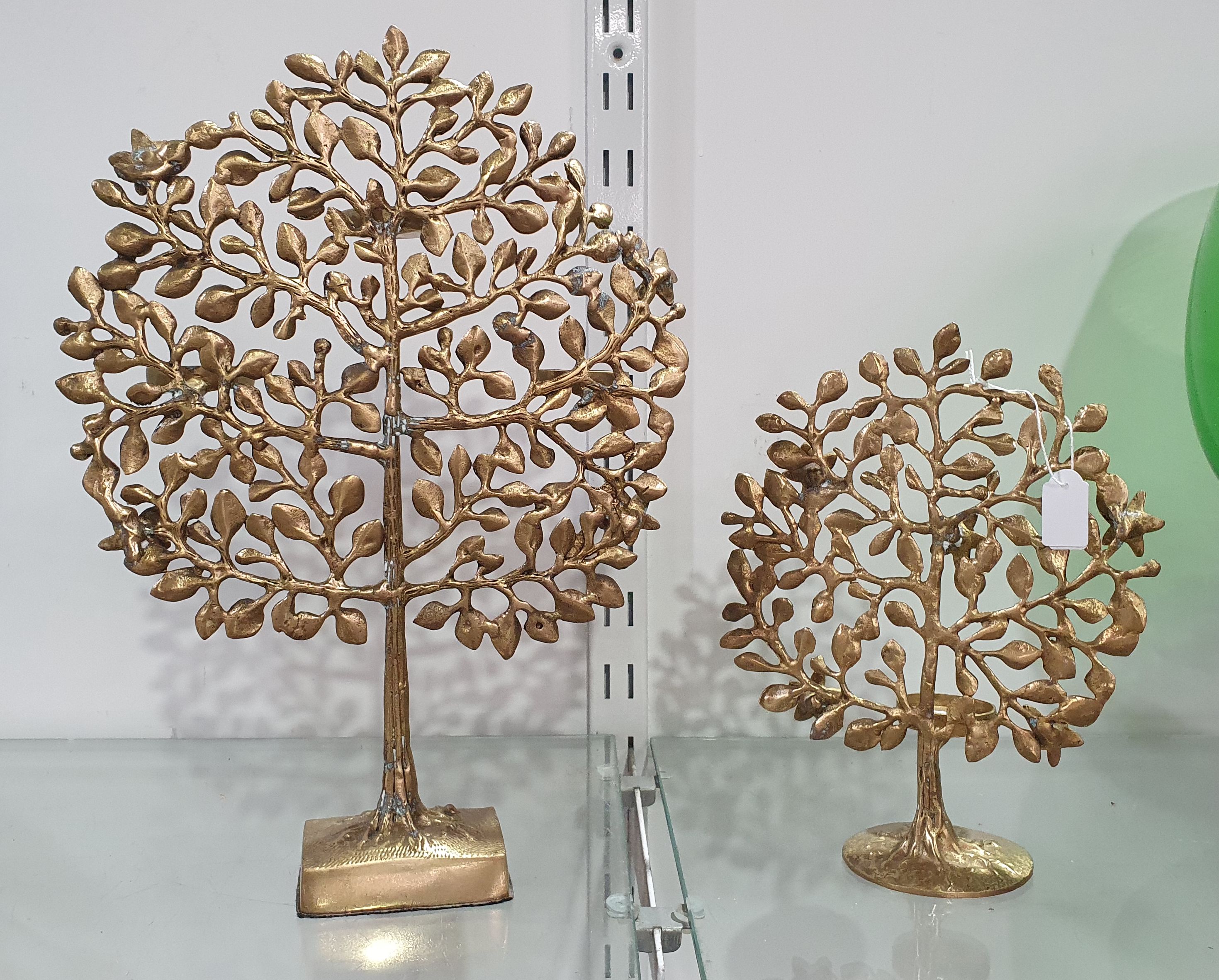 Two Gilt Metal Tree Shaped Tea Lights