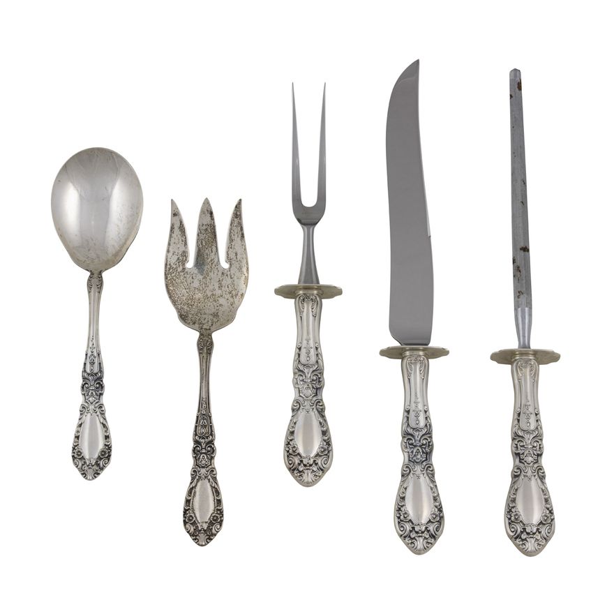 An Alvin Prince Eugene sterling silver flatware service: (6) dinner forks, 7