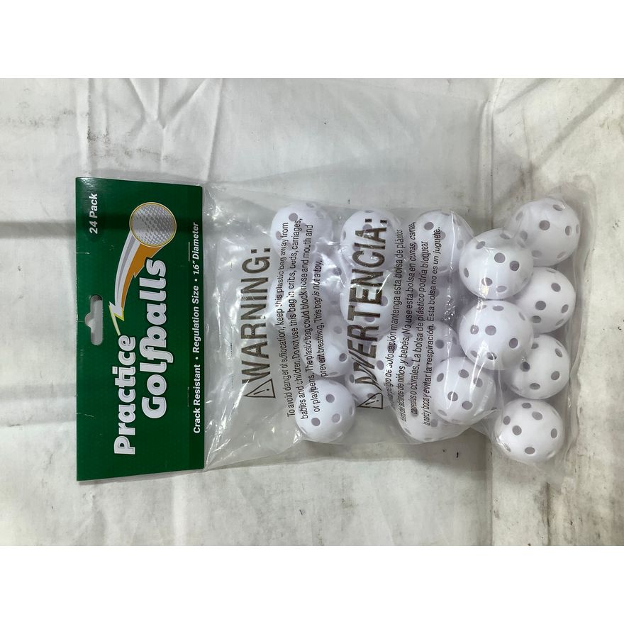24pk Practice Golfballs Crack Resistant, Regulation Size,1.6" Diameter