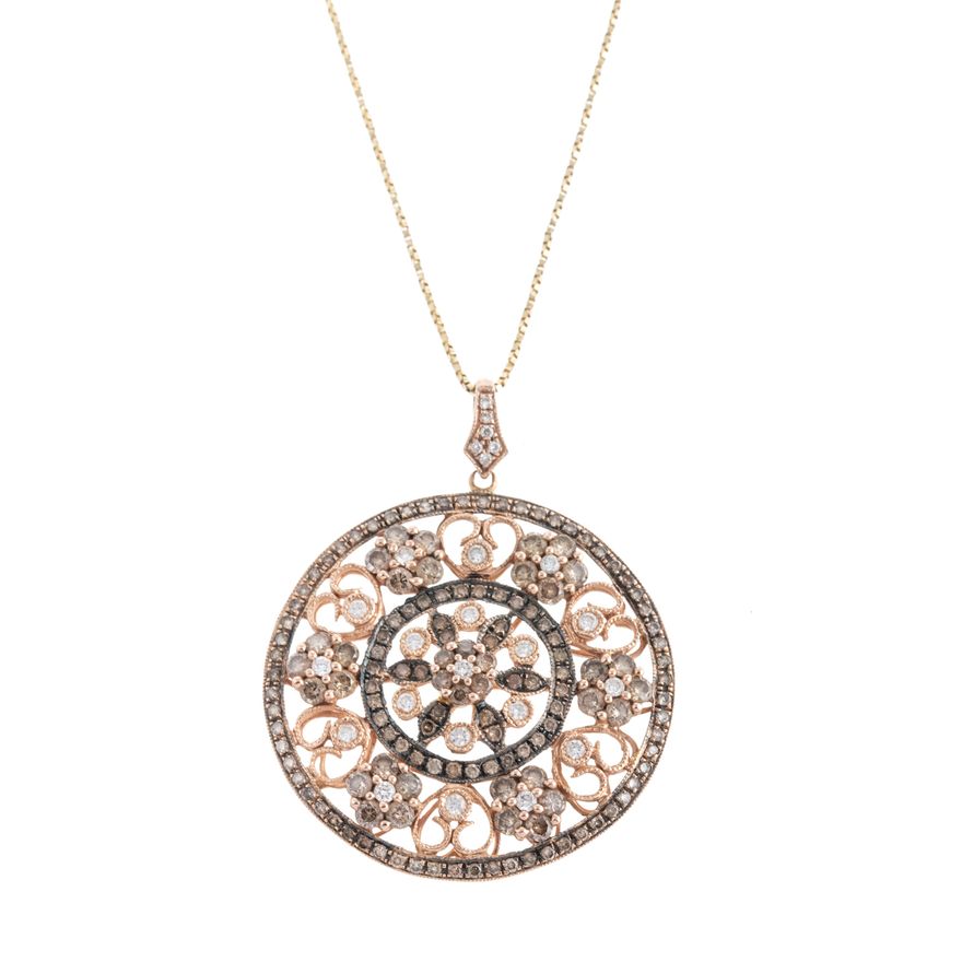 An Openwork Diamond Pendant & Chain in 14K