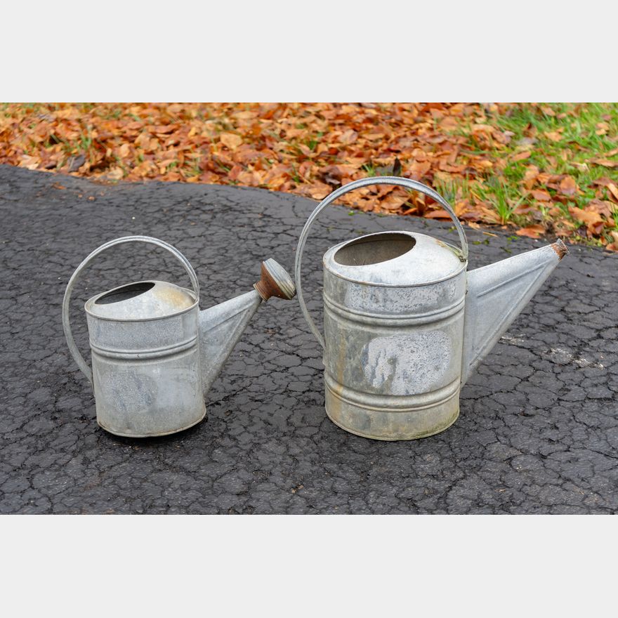 Spangled Cans Two Art Deco Galvanized Sprinkler Cans | Harritt Group, Inc