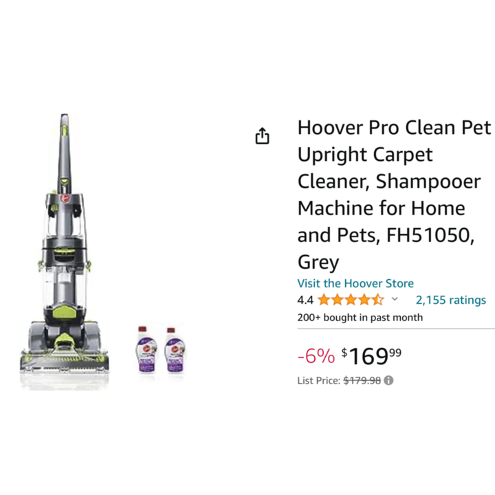 Hoover Pro Clean Pet Upright Carpet Cleaner/Shampooer (Grey/Green)