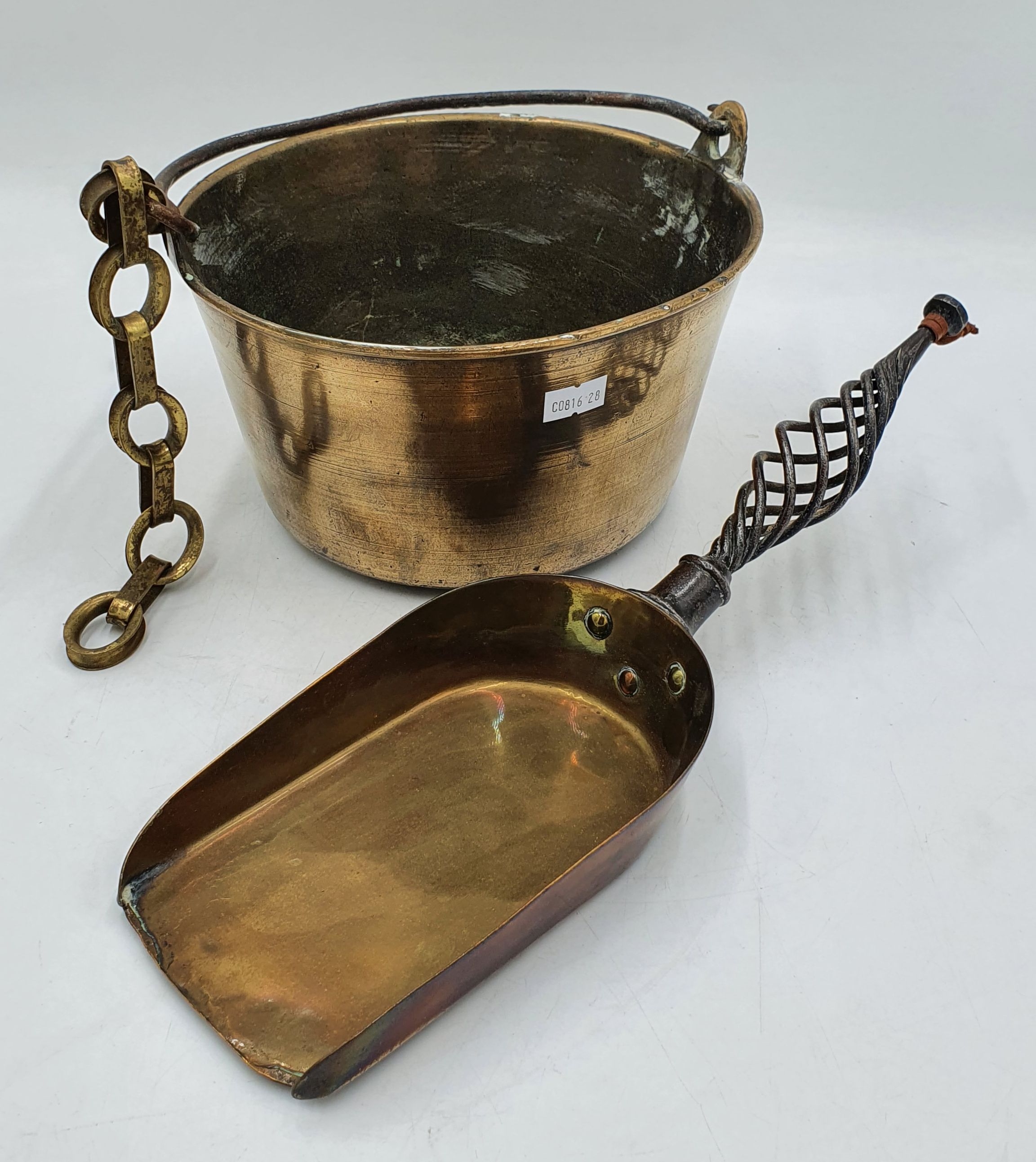 632 · AN OLD COPPER CHOCOLATE POT