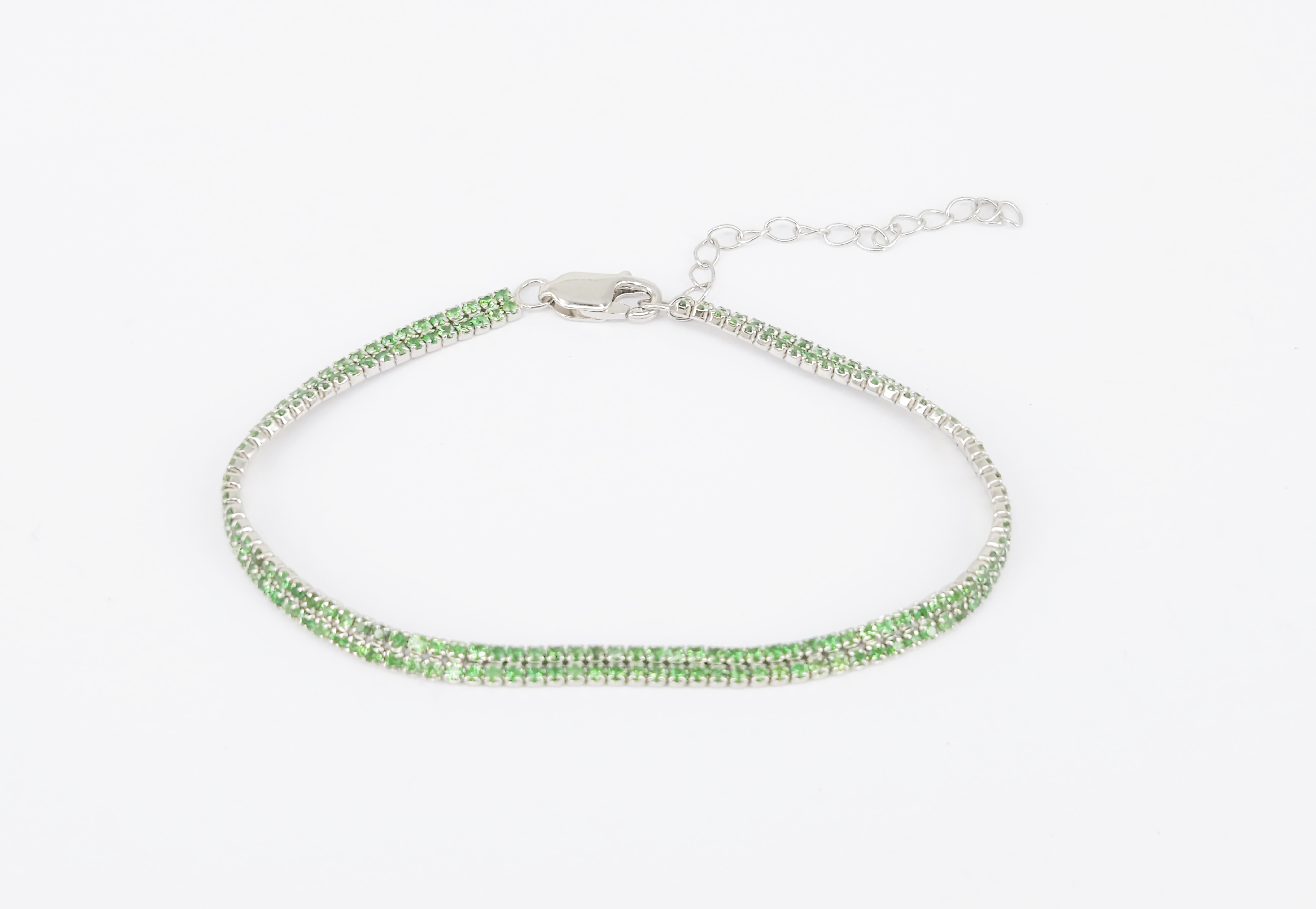 A Tsavorite Green Garnet Double Row Bracelet