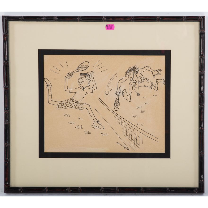 Aaron Sopher. Tennis Match, pen and ink