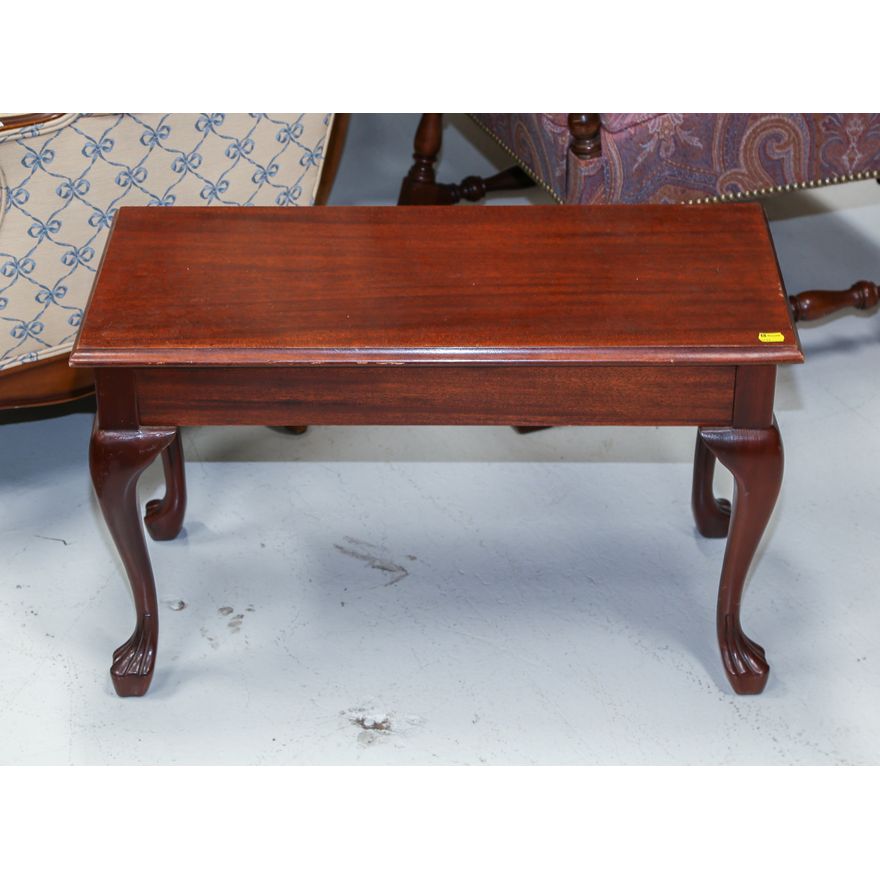 Queen Anne Style Mahogany Piano Bench