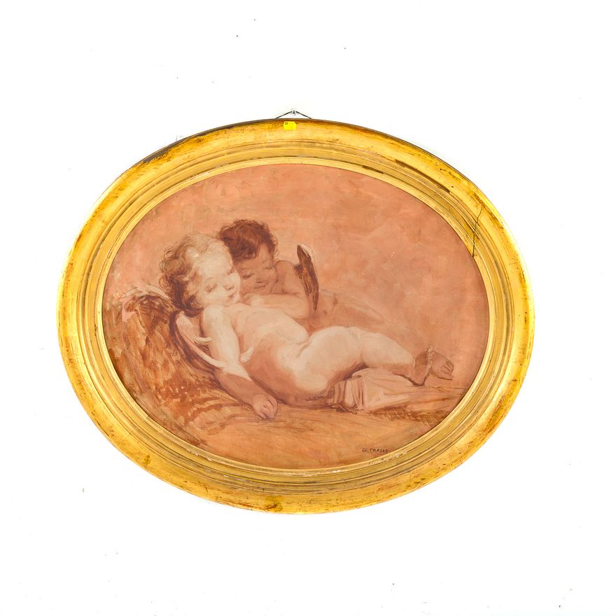 G. Frases. Putti Sleeping, Oil on Canvas