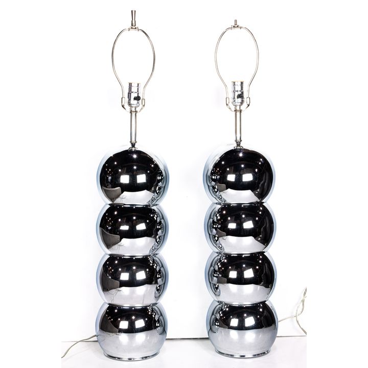 Modern chrome stacked ball table lamps