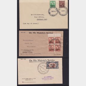 NZ Officials, 1938-46 FDCs x 3: a) plain cover (typed address) with 3d Wahine & …