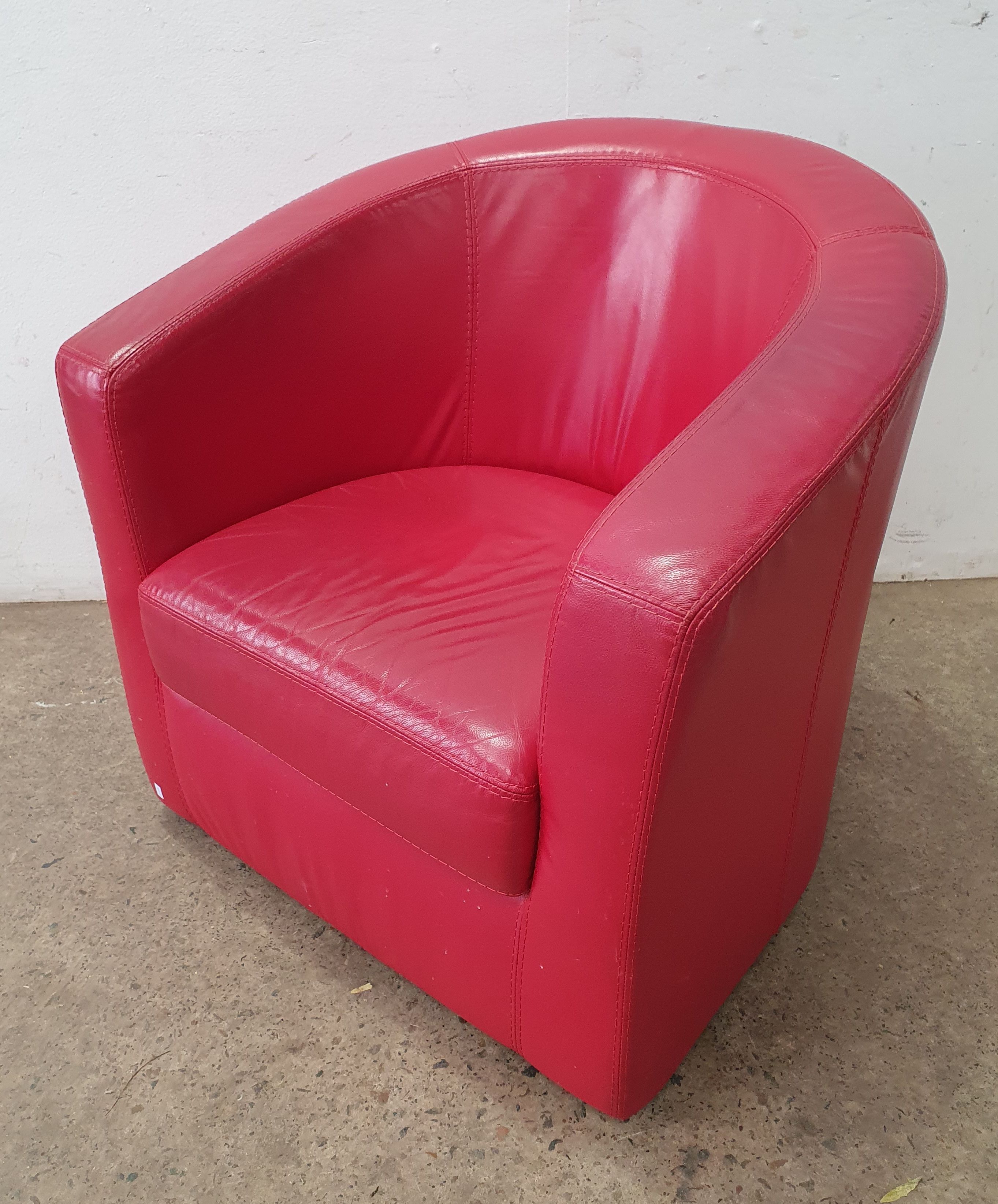 A Red Leather Tub Chair