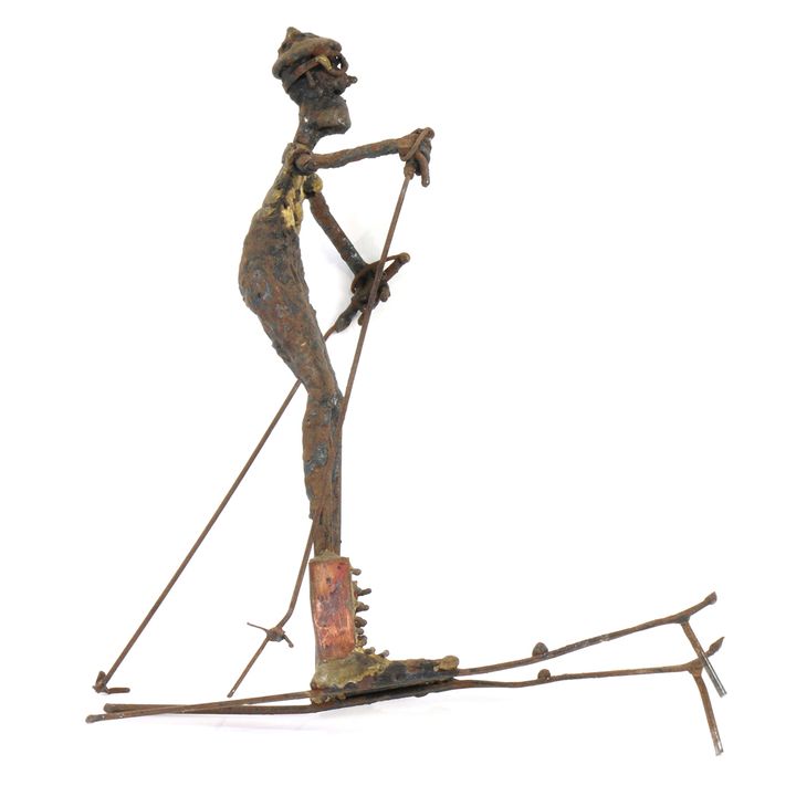 Figure Skiing, welded wire sculpture