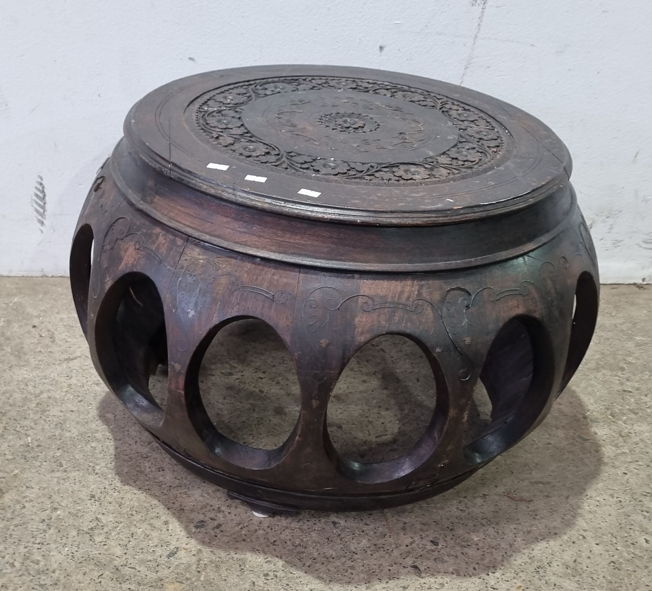 An Asian Carved Timber Occasional Table
