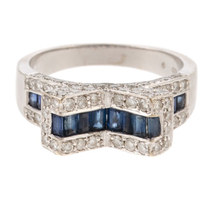 A Modern Diamond & Sapphire Ring in 18K