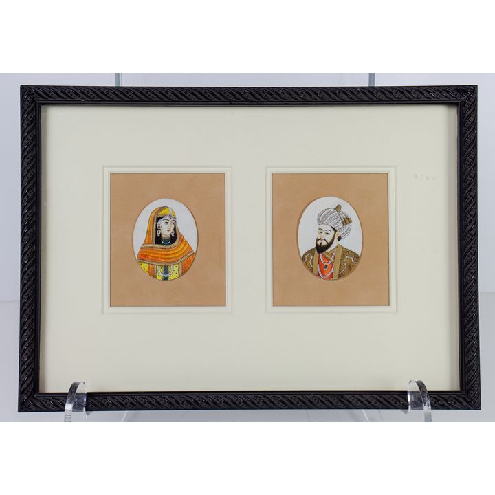 A pair of Mughal miniature paintings