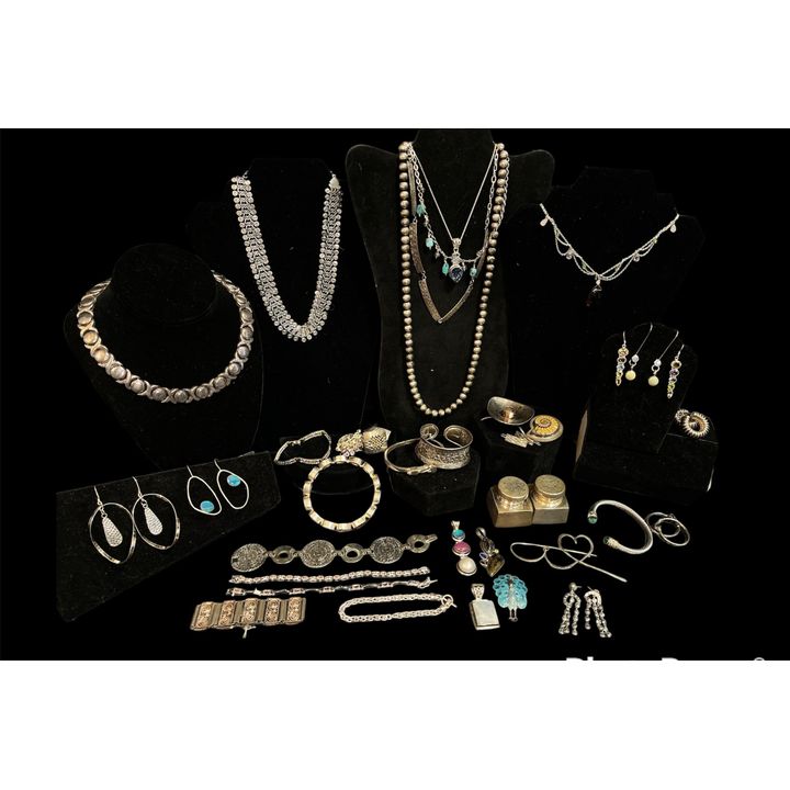 Sterling Silver & Gemstone Jewelry & Article Assortment