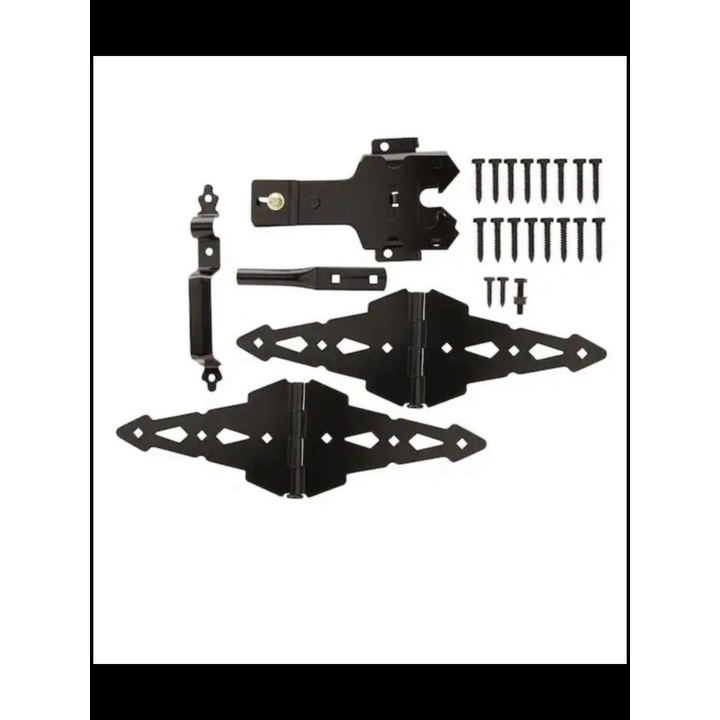Everbilt 8'' Hinges Deluxe Latch Gate Kit- Black Finish