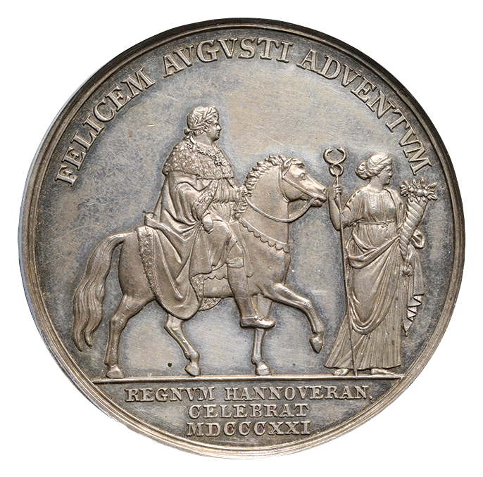 ドイツ ハノファー 英国王ジョージ4世戴冠記念 銀メダル 1821