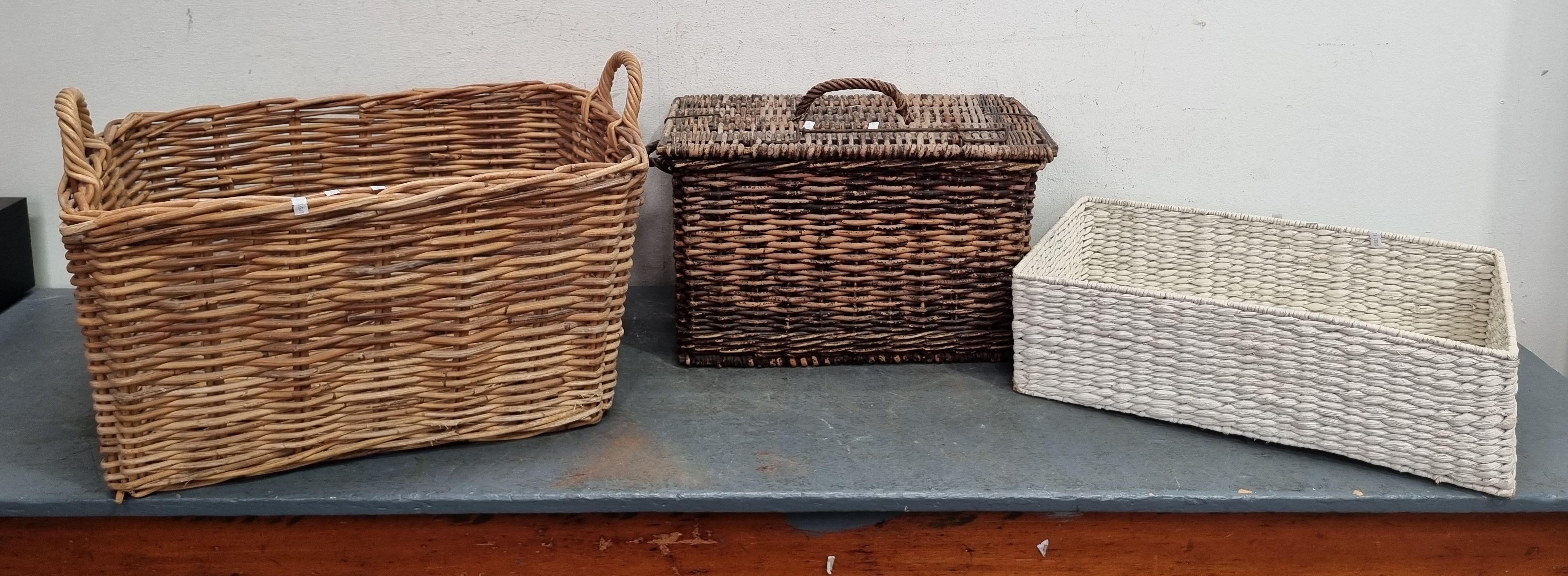A Group Of Cane Baskets And Trays