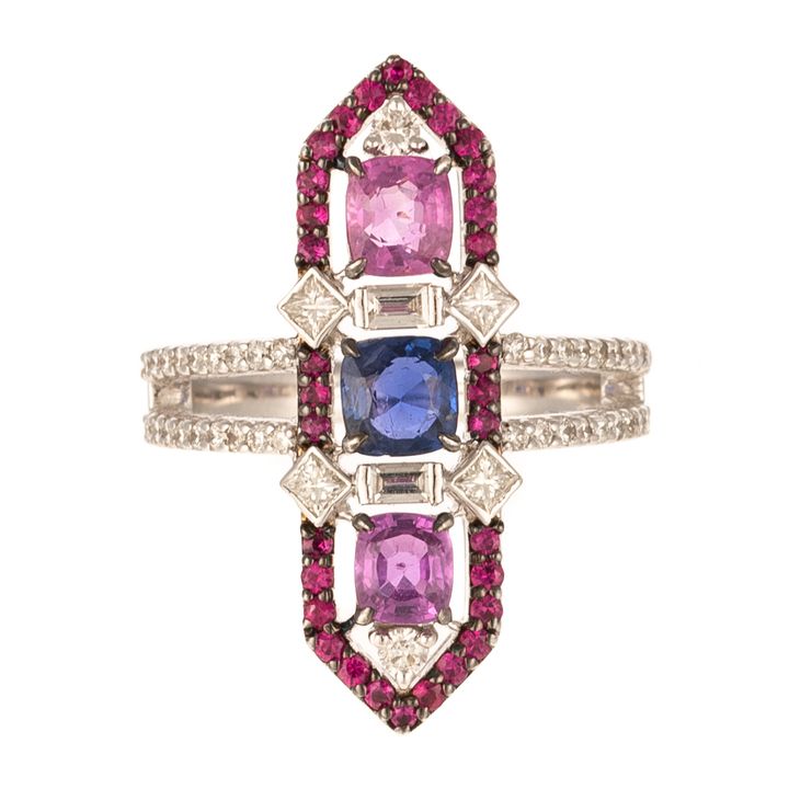 A Pink & Blue Sapphire Ring in 18K