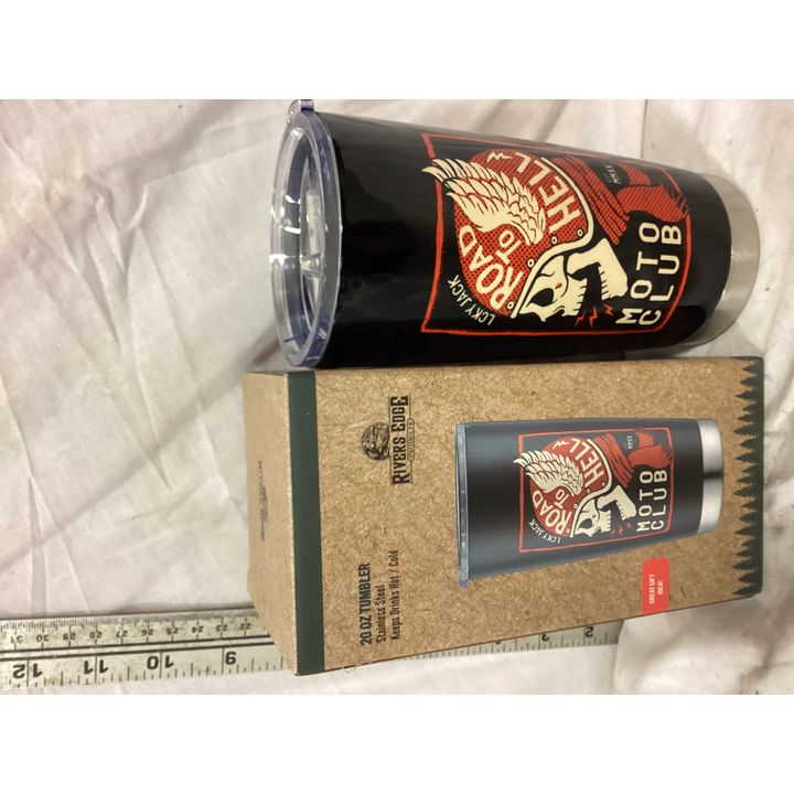Rivers Edge "Lucky Jack Road To Hell Moto Club" 20oz Stainless Steel Tumbler