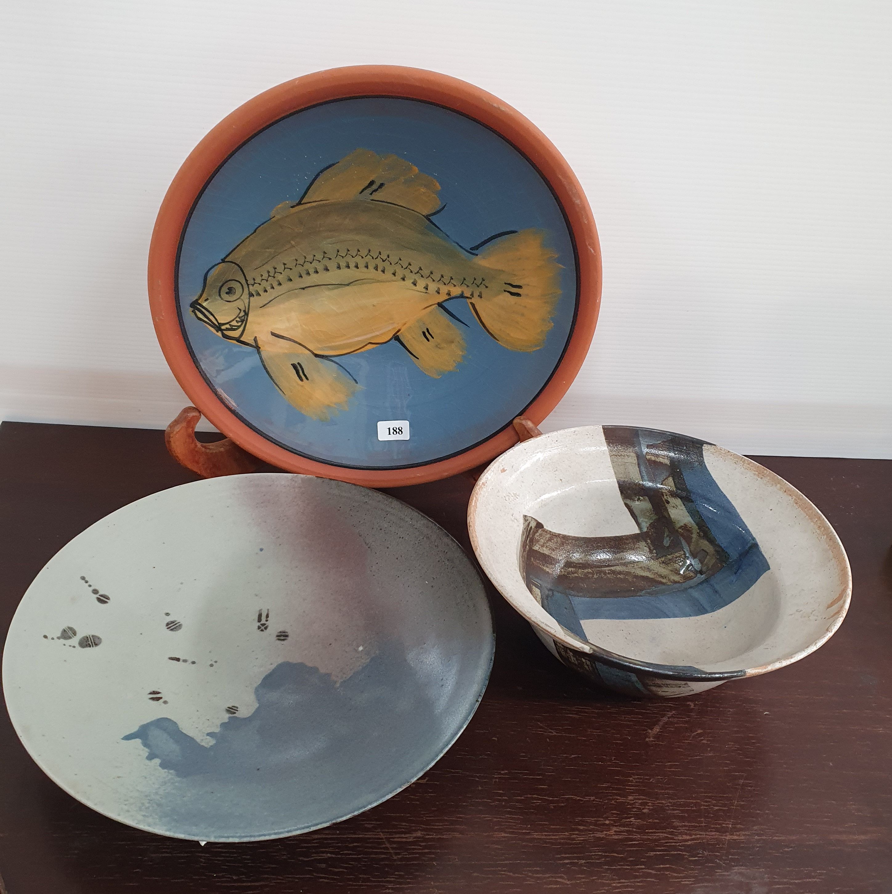 188 · THREE STUDIO POTTERY BOWLS