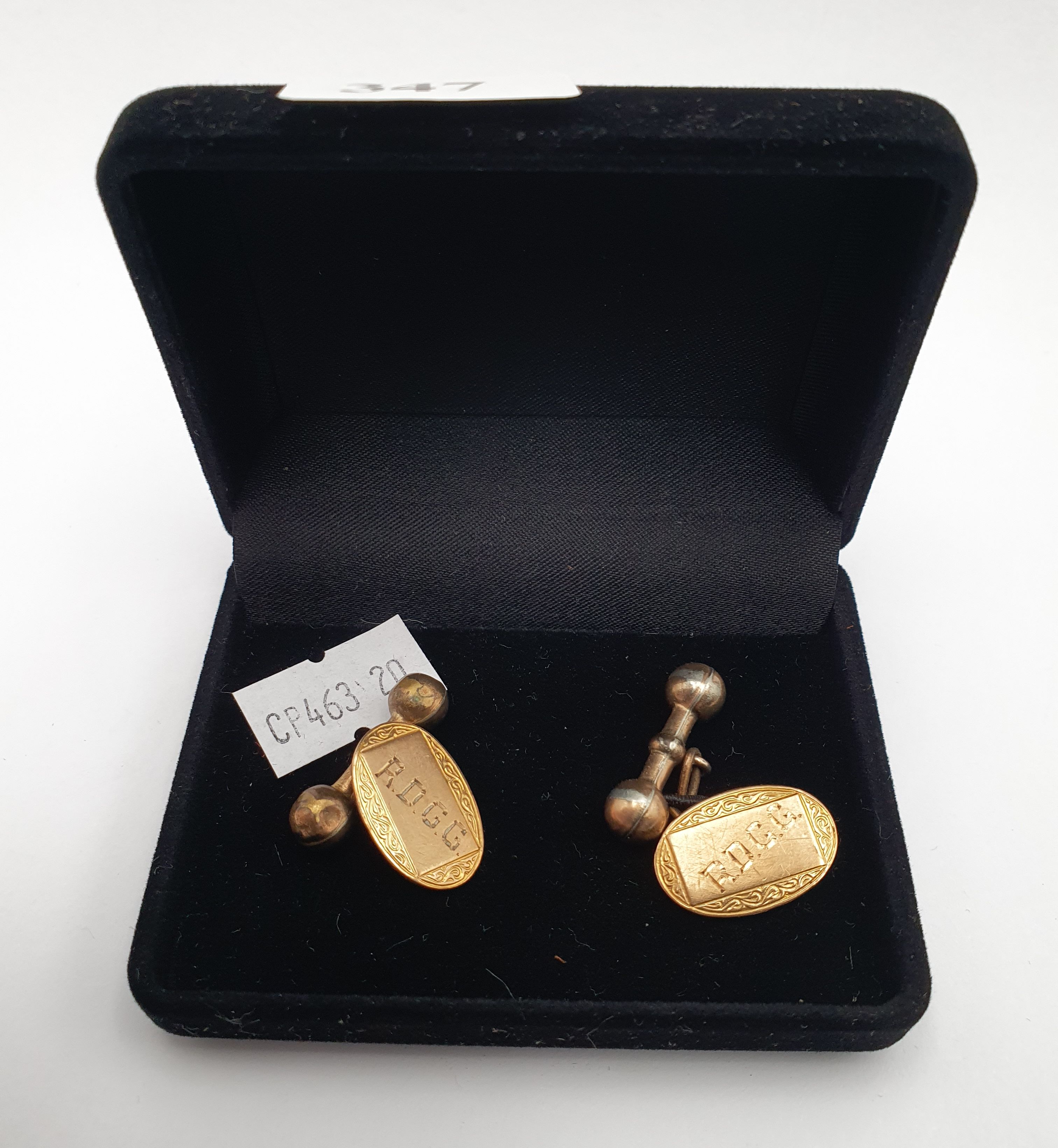 347 · A PAIR OF GILT SILVER CUFF LINKS