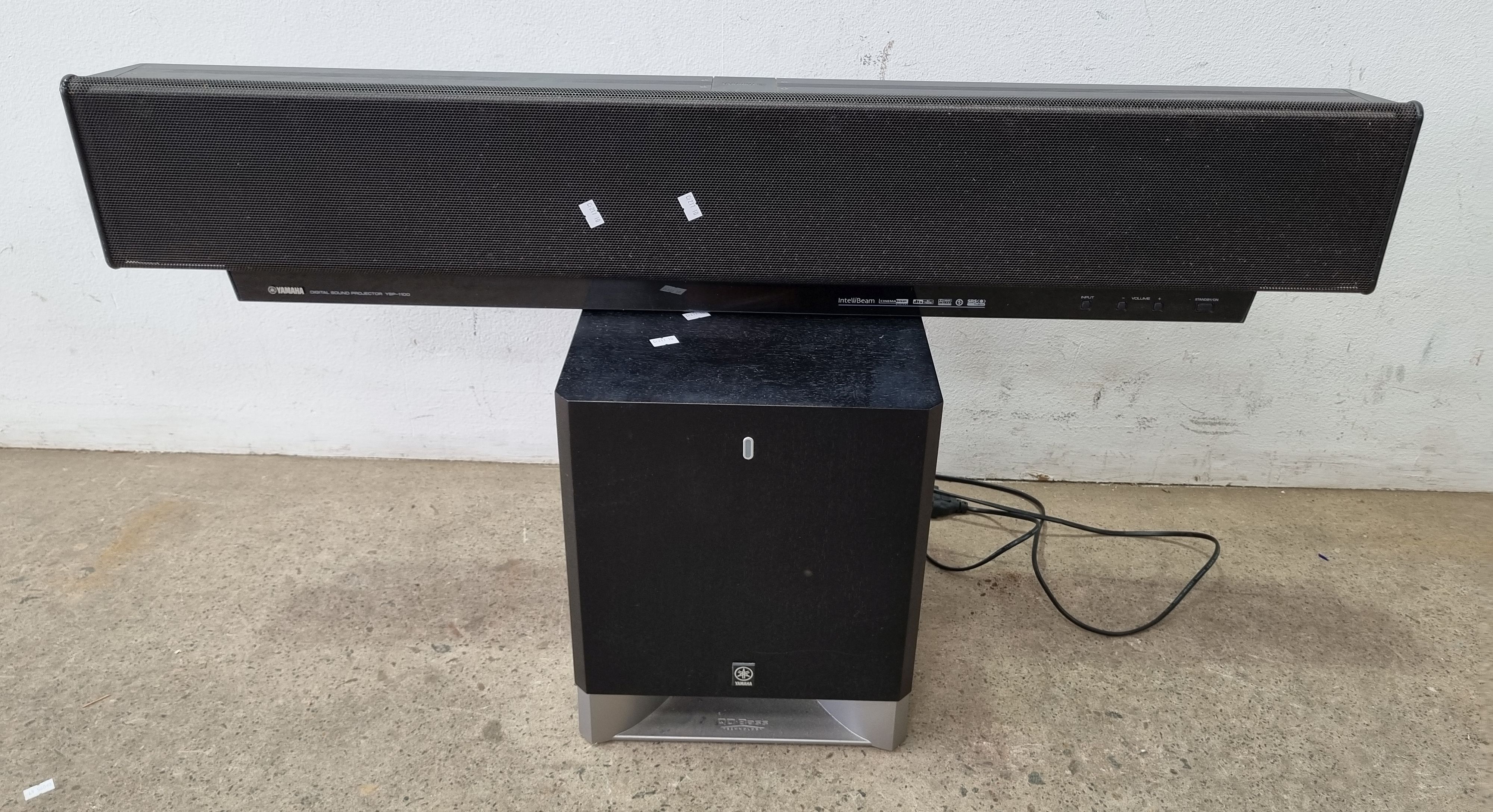 A Yamaha Sound Bar And Sub Woofer