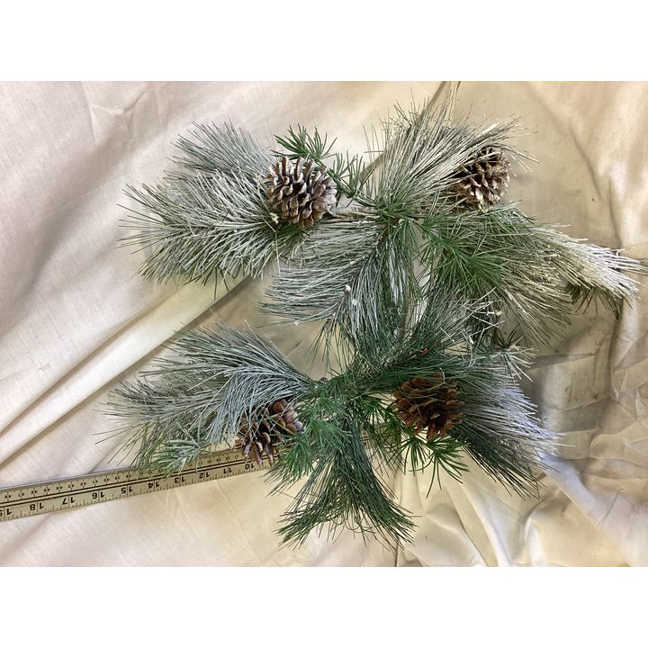 (2) Christmas Table Swags w/ Fake Pine Cones & Snow