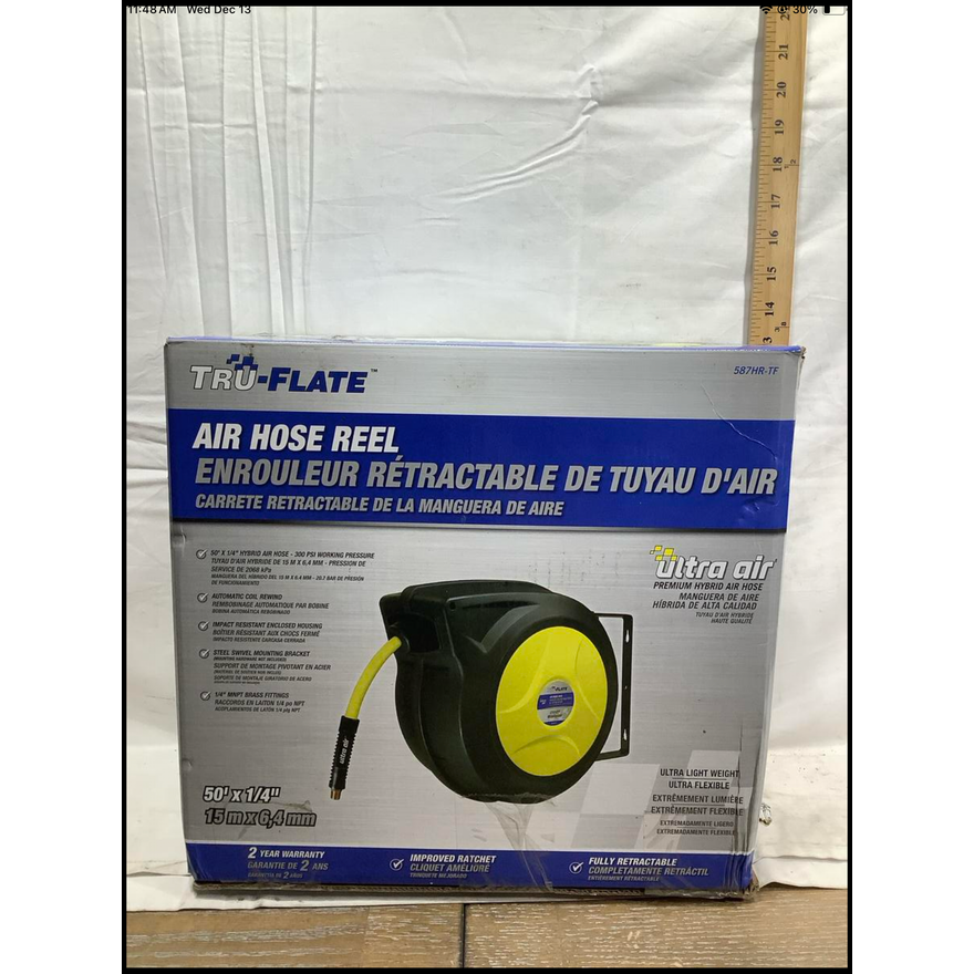 Tru-Flate Air Hose Reel, 50"x1/4" Ultra Lightweight