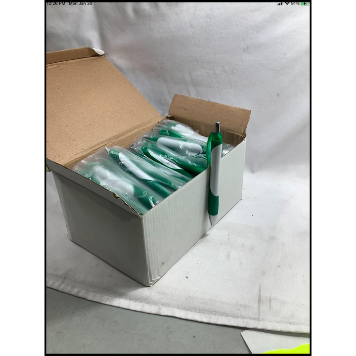Buying (100) White/Green Ink Pens- Writes in Black