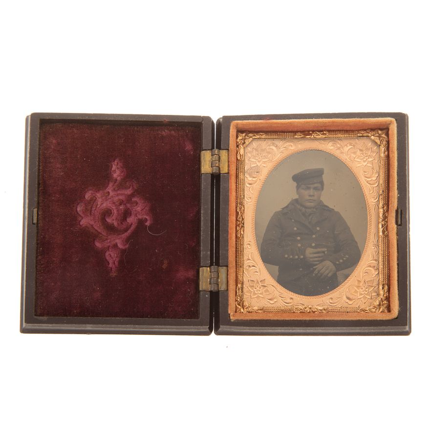 Civil War Cased Image of a Man in Pea Coat,