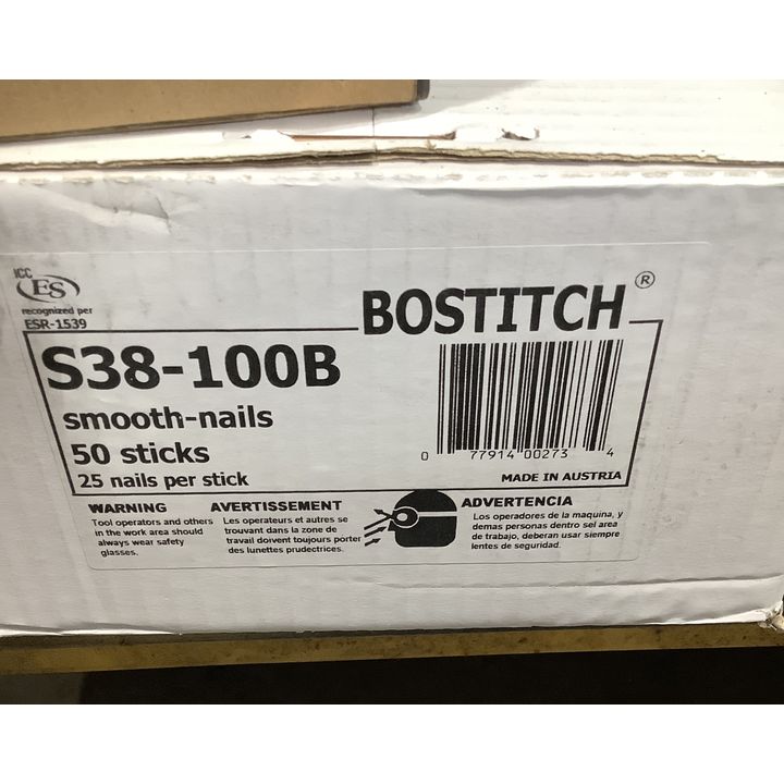 Bostitch S38-100B Smooth Nails 50 Sticks 25 Nails Per Stick