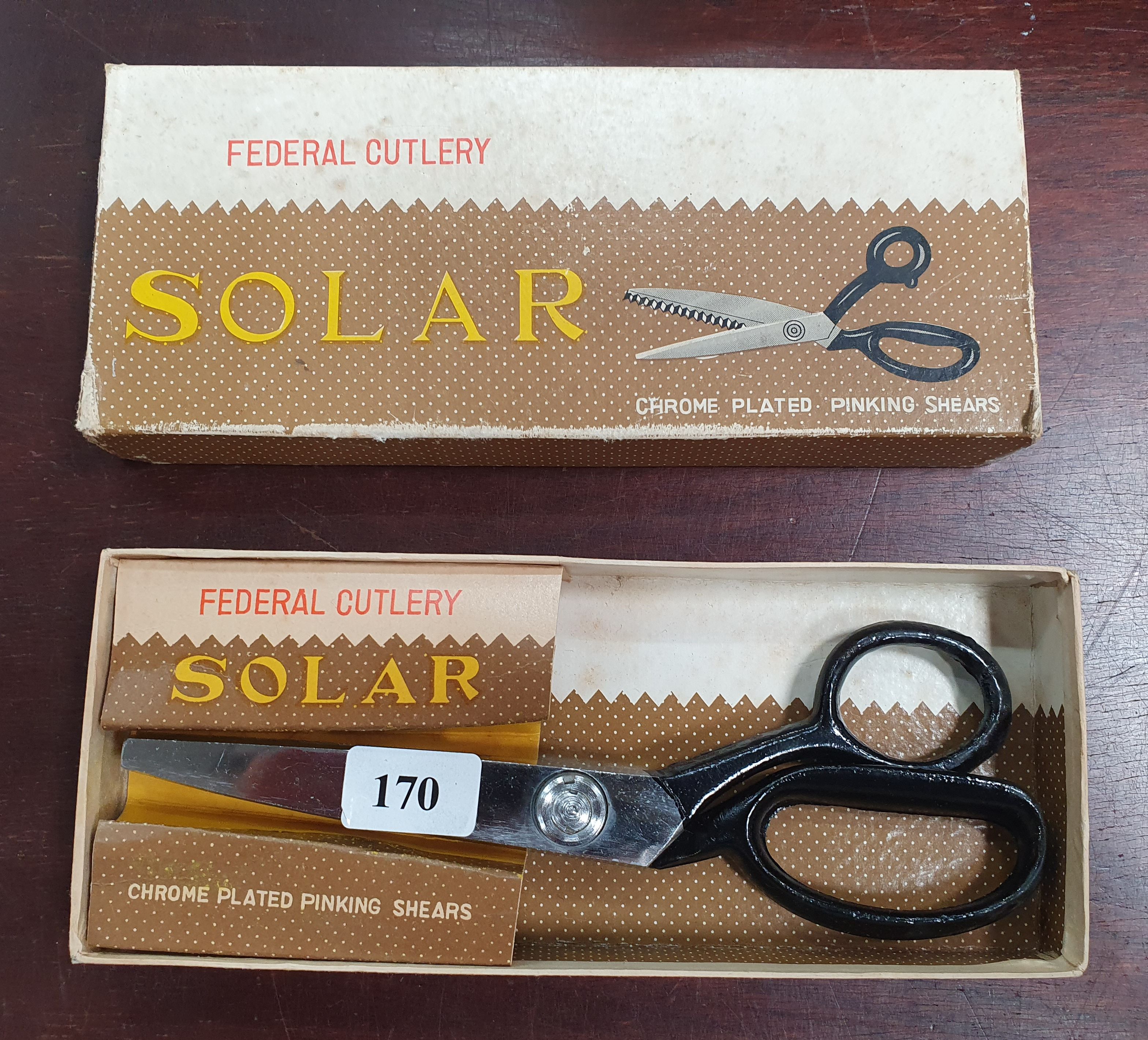 A PAIR OF SOLAR (JAPAN) PINKING SHEARS